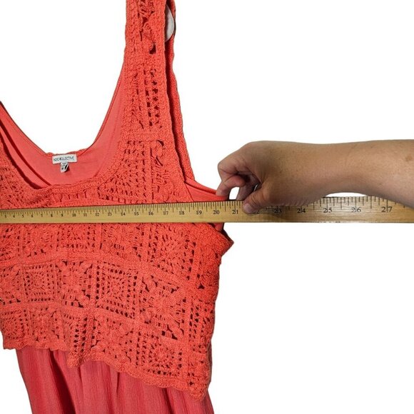 Indio‎ Collective Coral Crochet Long Pants Jumpsuit Sleeveless Pull On Gauzy XL - Picture 12 of 13